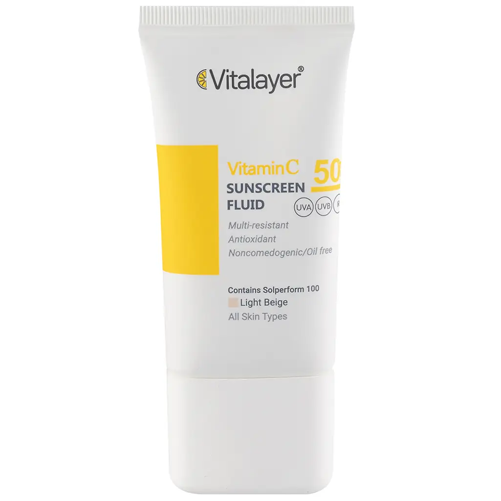 ضدآفتاب فلوئید ویتالیر ویتامین سی SPF50 بژ روشن 50 میلی لیتر